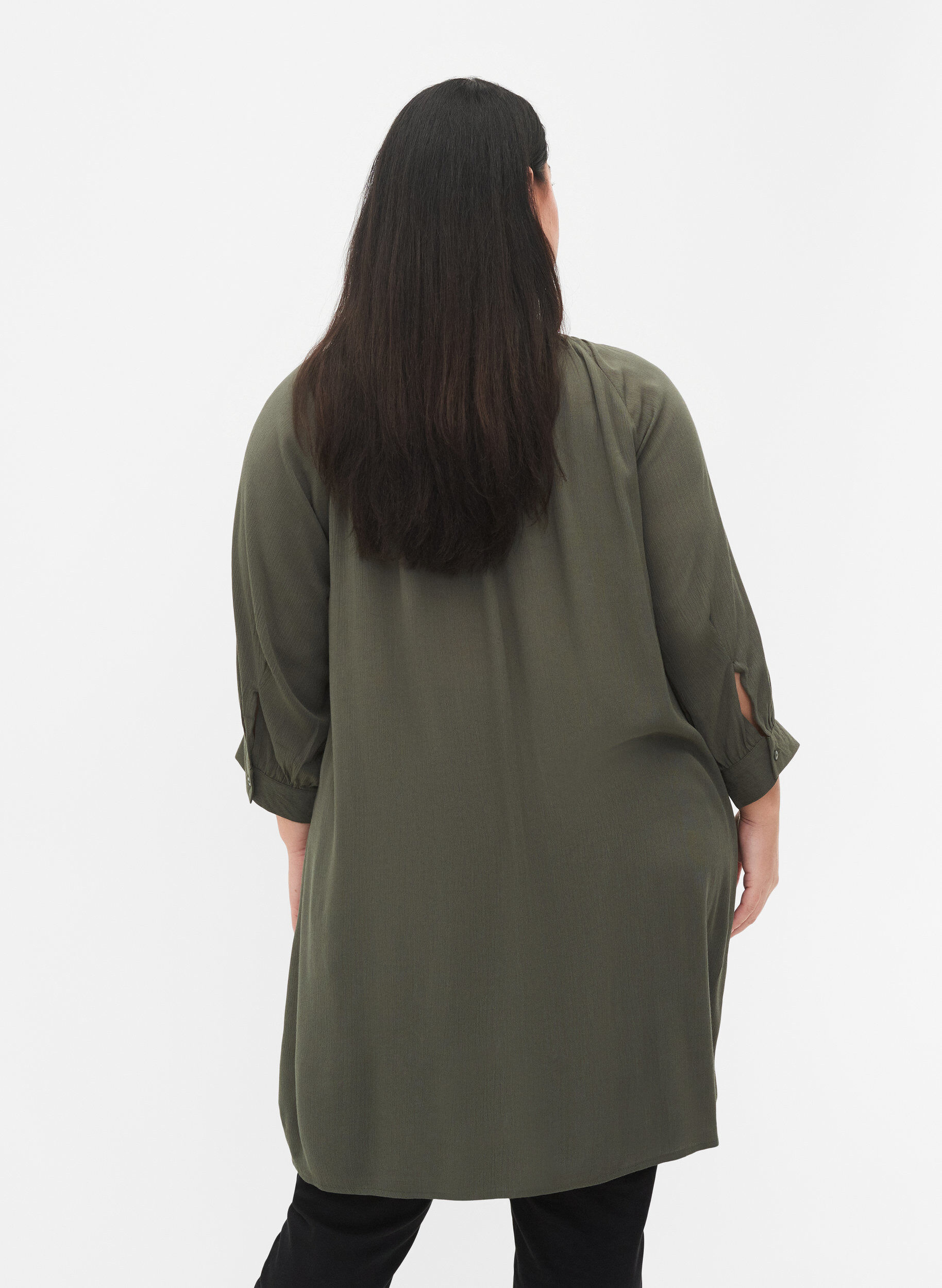 Zizzifashion Viscose tunic with 3/4 sleeves, Green, Model image number 2
