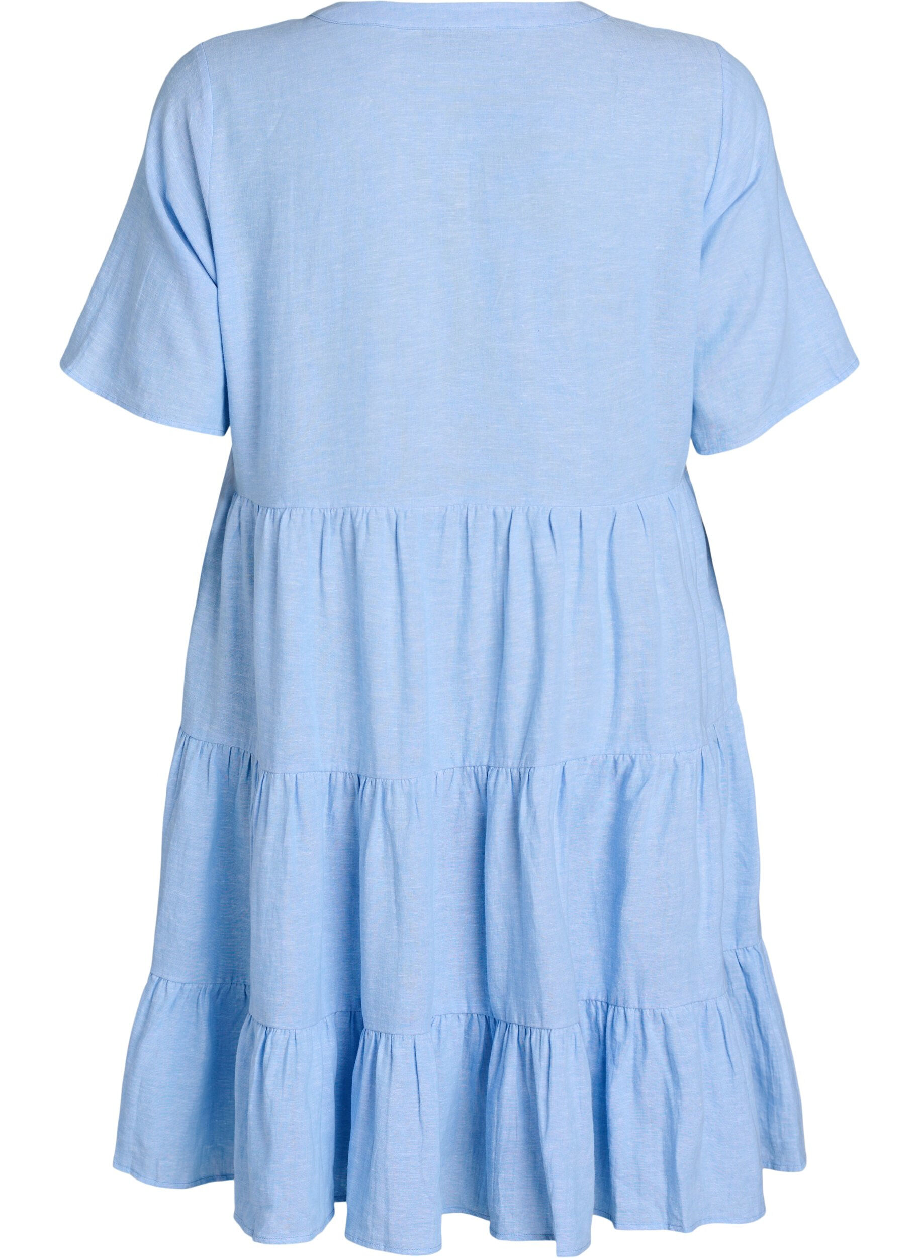 Zizzifashion Knee-length A-line dress in linen and viscose, Light Blue, Packshot image number 1