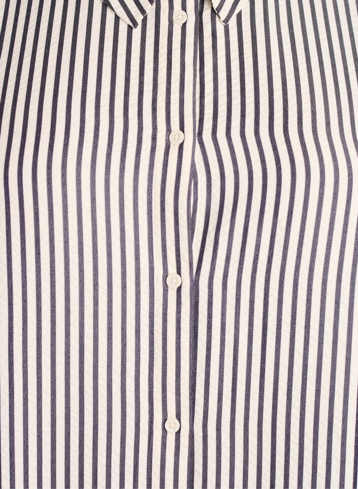 Long striped shirt with button detail on the back, Black, Packshot image number 2