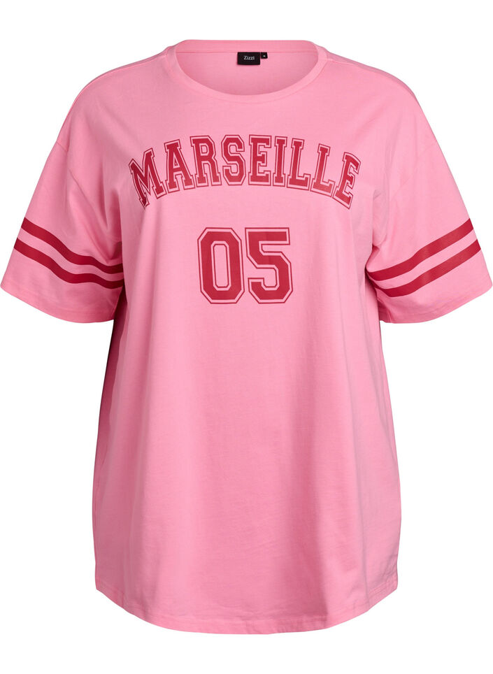 Sporty oversized college T-shirt, Pink, Packshot image number 0