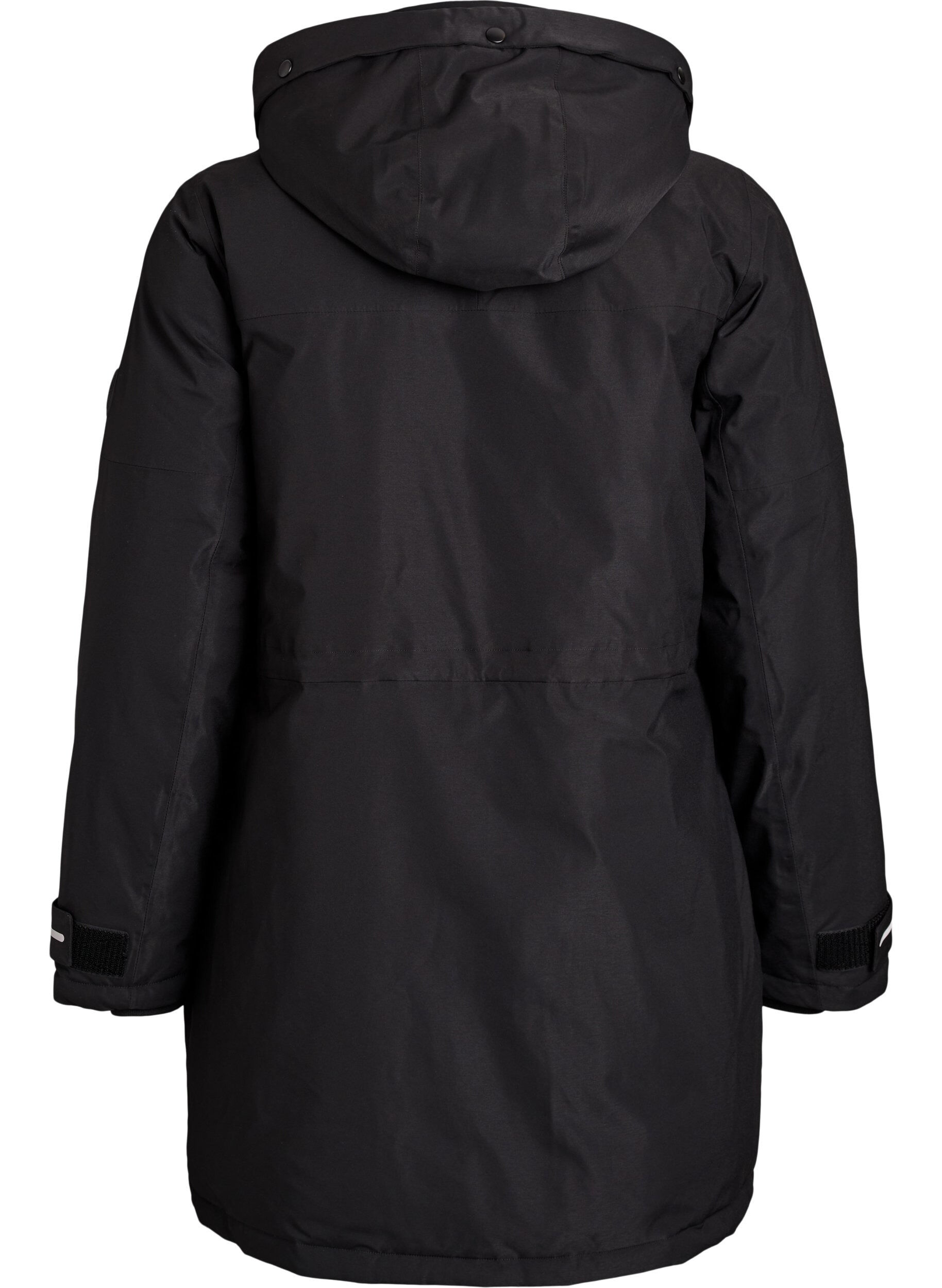 Zizzifashion Water-repellent parka with a hood and functional details, Black, Packshot image number 1