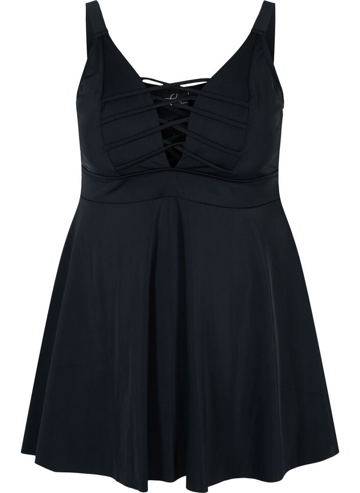 Swimming dress with string details, Black, Packshot image number 0