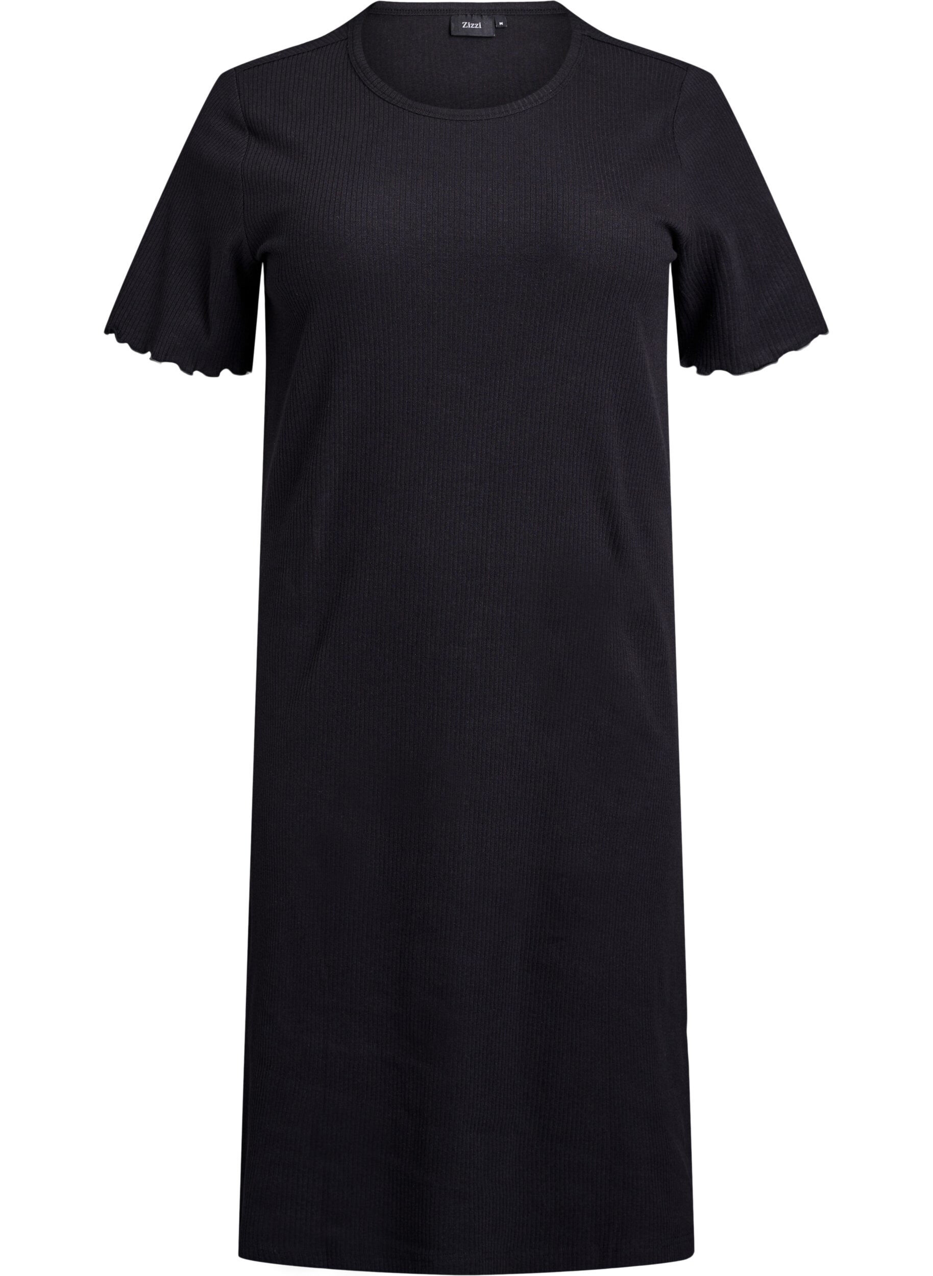 Knee-length T-shirt dress in ribbed jersey
