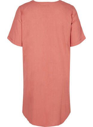 Short-sleeved dress in a cotton blend with linen, Canyon Rose, Packshot image number 1