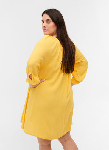 Viscose tunic with 3/4 sleeves, Mimosa, Model image number 1