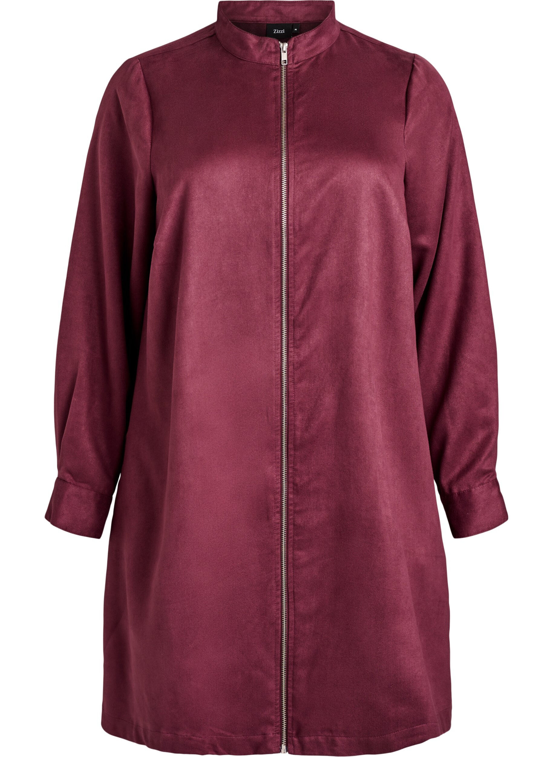 Long shirt in faux suede with zipper