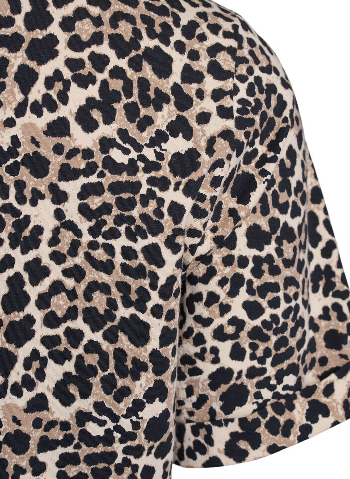 T-shirt with round neck and all-over print, Brown, Packshot image number 3