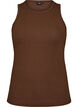 Cotton ribbed top with high neck, Brown, Packshot image number 0