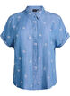 Denim-look lyocell shirt with floral embroidery, Light Blue, Packshot image number 0