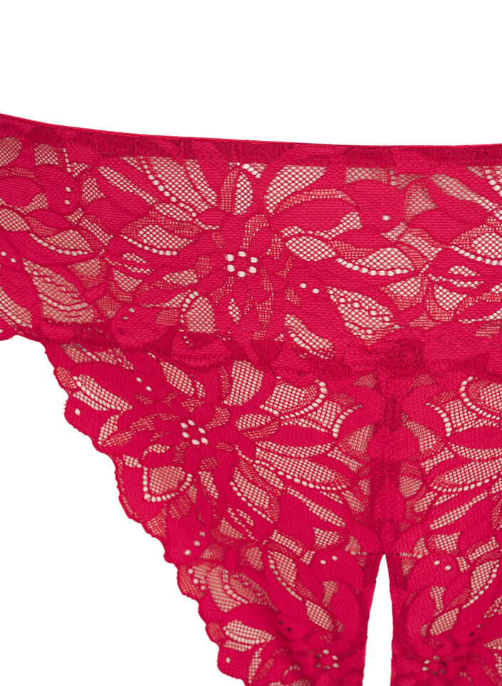 Crotchless lace thong, Red, Packshot image number 2