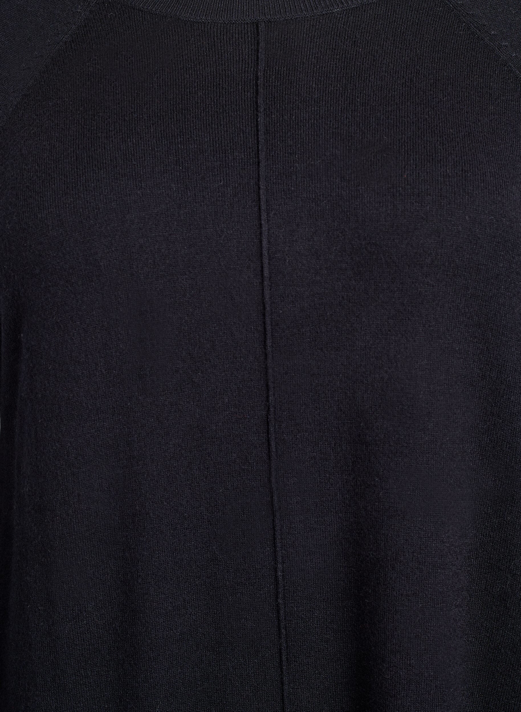 ZizzifashionShort knitted dress with raglan sleeves and a centre seam, Black, Packshot image number 2