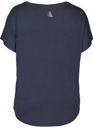 Short-sleeved exercise t-shirt with print, Graphite, Packshot image number 1