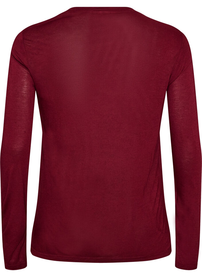 Long-sleeved blouse in wool and viscose, Red, Packshot image number 1