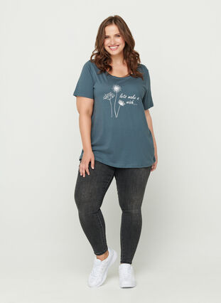Short-sleeved t-shirt with print, Dark Slate w. Wish, Model image number 2