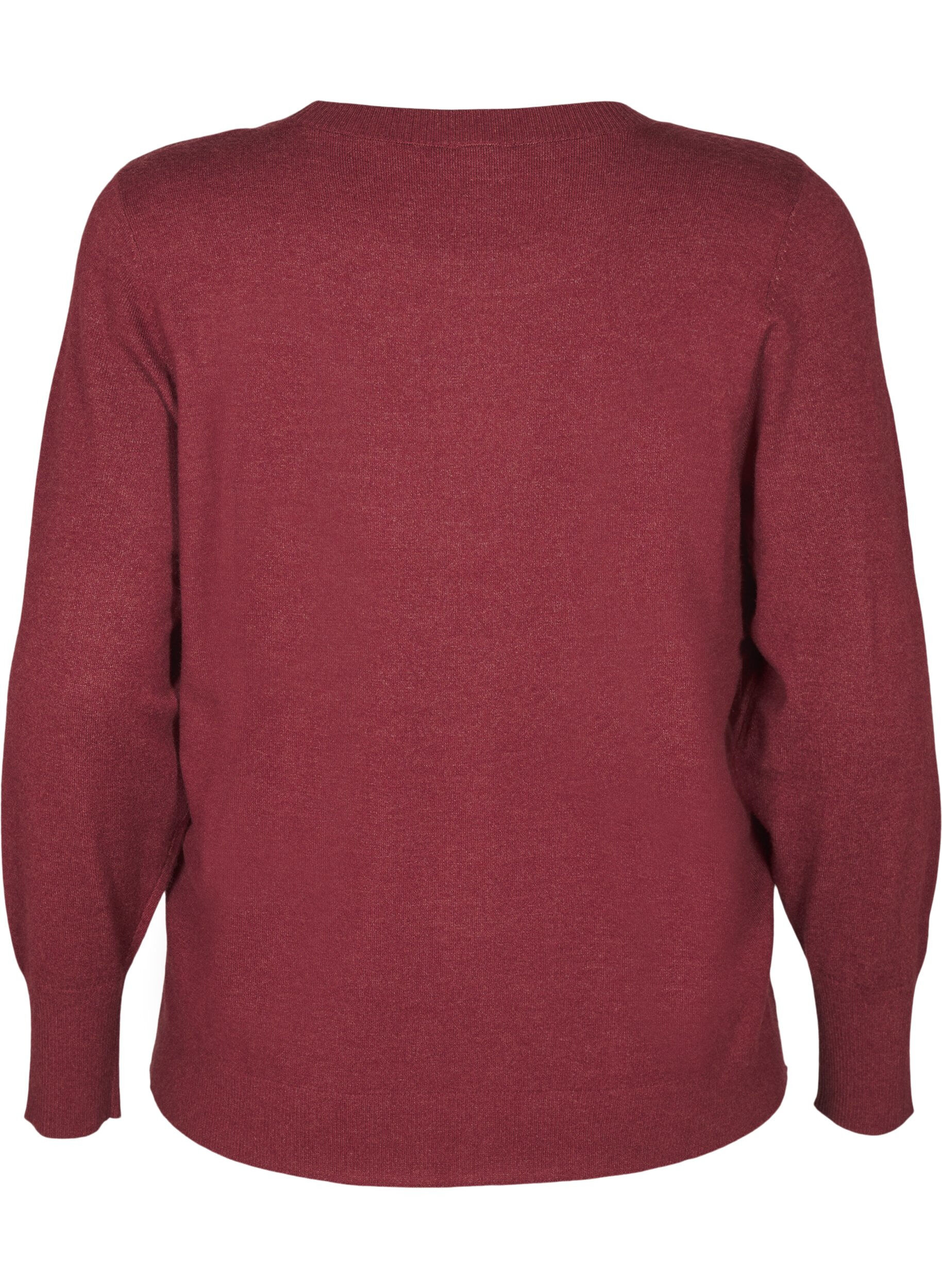 ZizzifashionKnitted blouse with a round neck, Red, Packshot image number 1