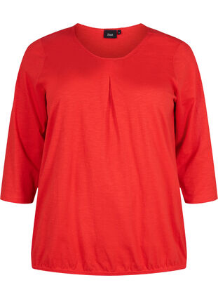 Cotton top with 3/4 sleeves, Fiery Red, Packshot image number 0