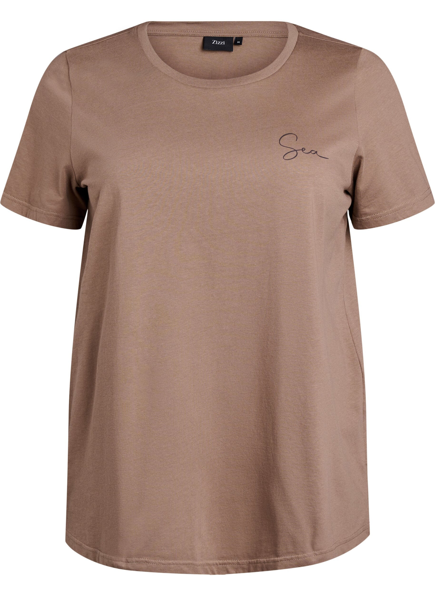 Zizzifashion T-shirt with print details on the front and back, Brown, Packshot image number 0