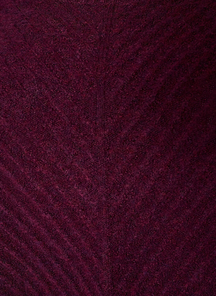Short knitted dress with a V-shaped textured pattern, Red, Packshot image number 2