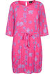 Printed pleated dress with tie string, Beetroot Purple AOP, Packshot image number 0
