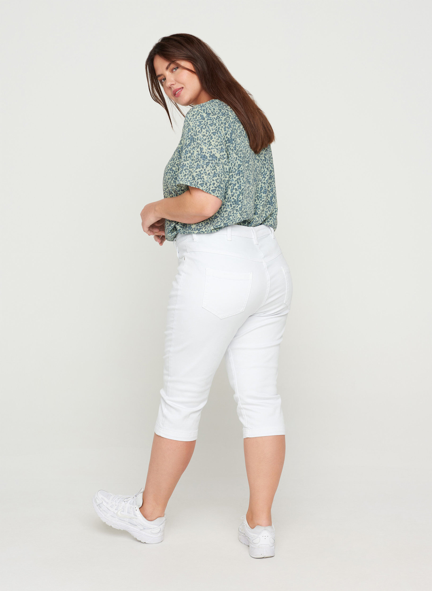 Zizzifashion Slim fit Emily capri jeans, White, Model image number 1