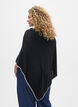 Fine-knit poncho, Black, Model image number 2