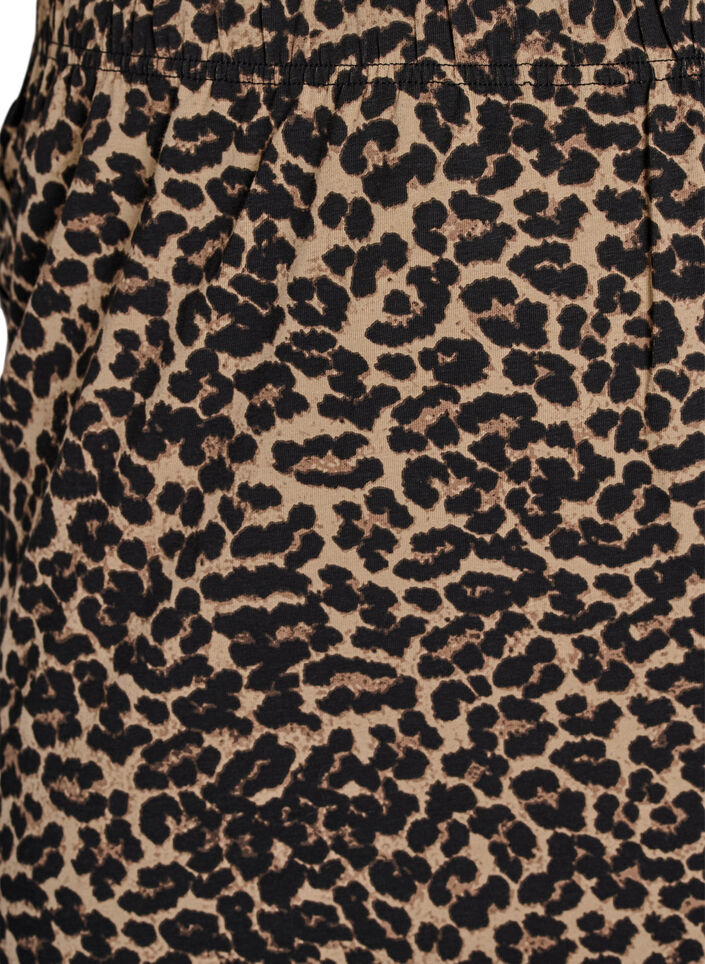 Midi skirt with slit and leopard print, Brown, Packshot image number 2