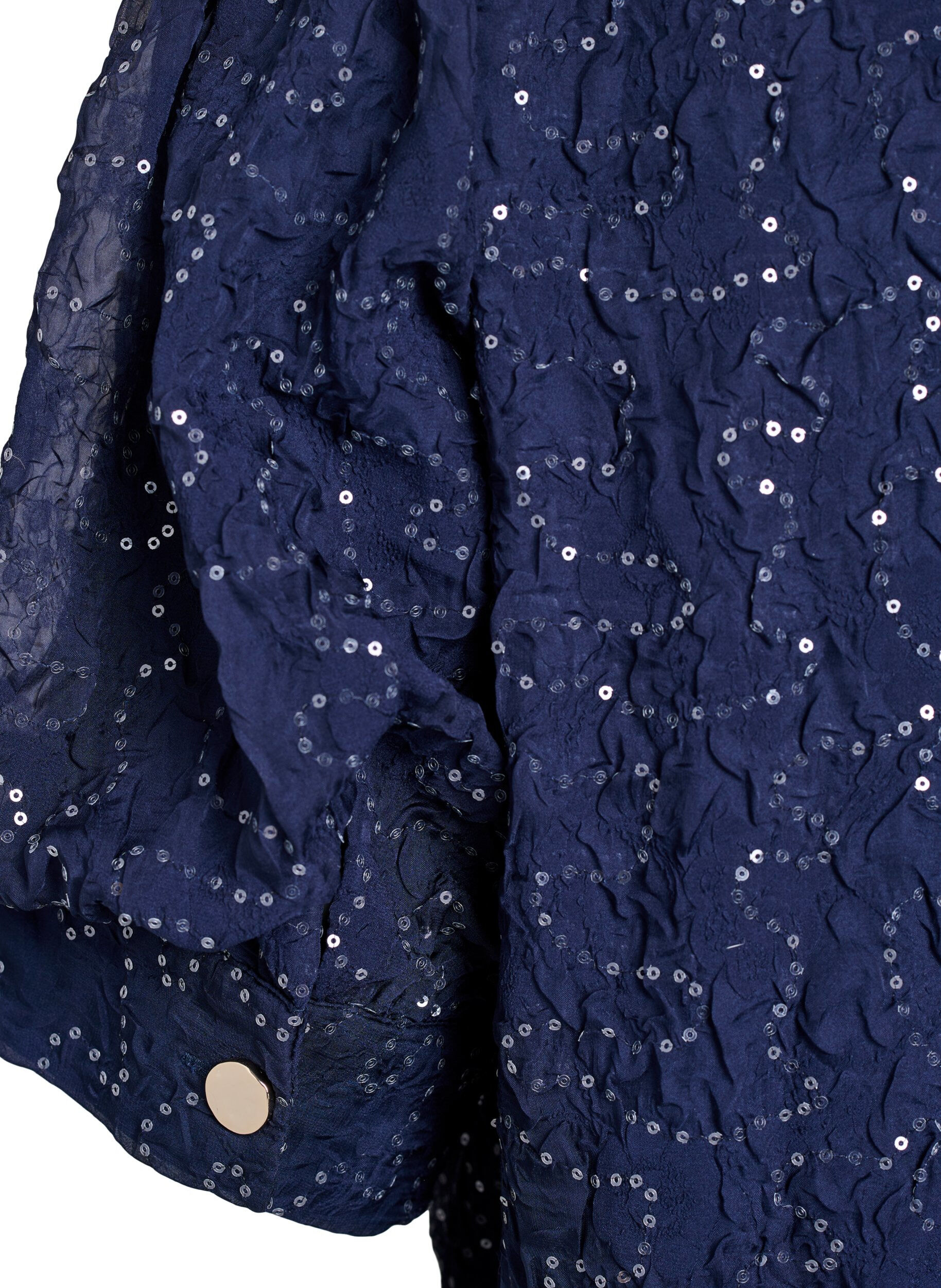 Zizzifashion Party blouse with sequins and 1/2 sleeves, Blue, Packshot image number 3