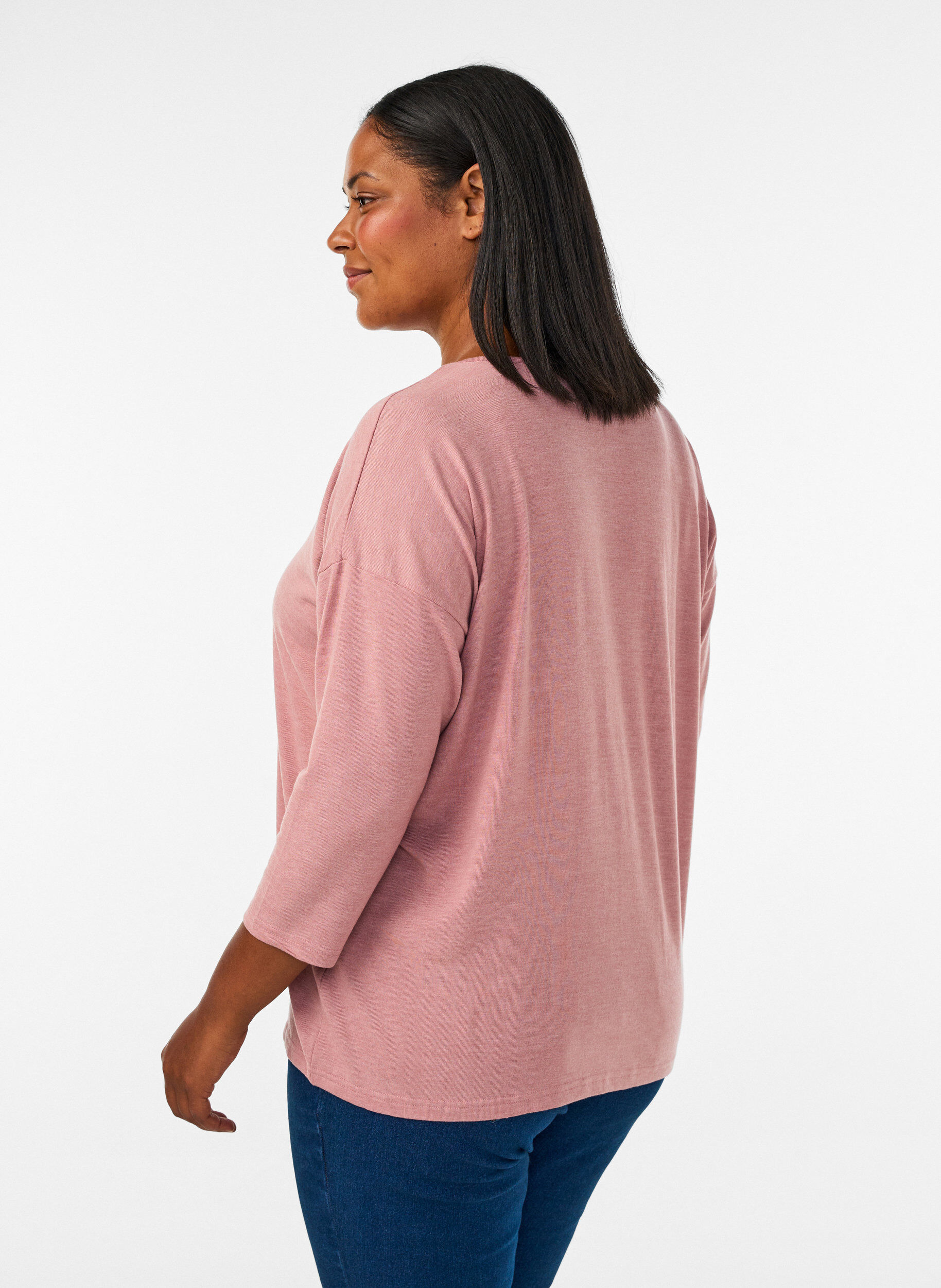 ZizzifashionJersey blouse with 3/4 sleeves, Red, Model image number 2