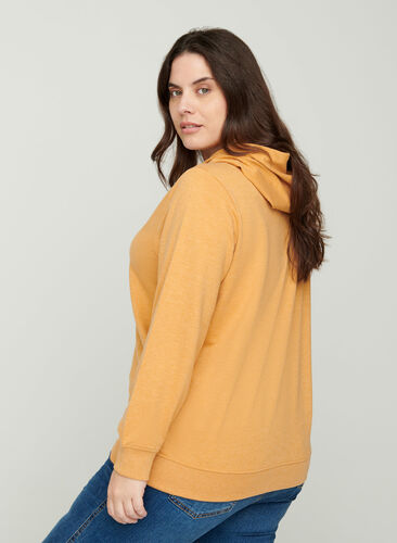 Hooded sweatshirt with print, Spruce Yellow Mel., Model image number 1