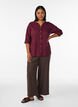 Wide-leg linen and viscose trousers, Brown, Model image number 0