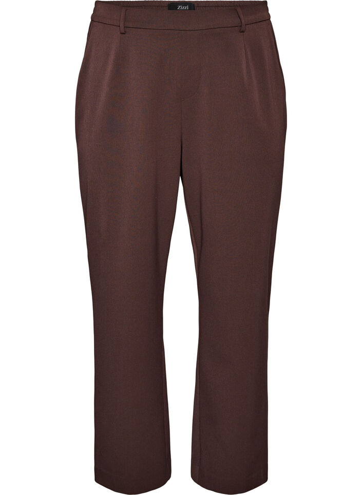 High-waisted tailored trousers with straight fit, Brown, Packshot image number 0