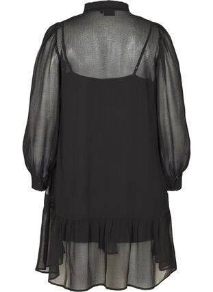 Long-sleeved dress with button fastening, Black, Packshot image number 1