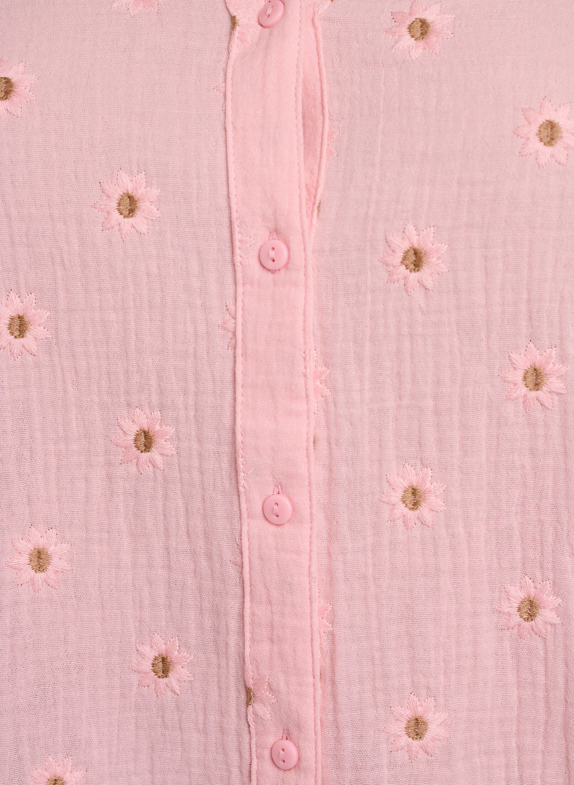 Zizzifashion Long-sleeved blouse in cotton muslin with embroidered motifs, Rose, Packshot image number 2