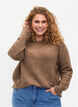 Melange sweater with round neck	, Caribou Mel., Model image number 0