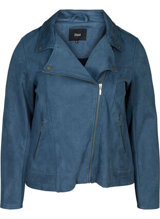 Faux suede jacket with an edgy zip, Dark Slate, Packshot image number 0