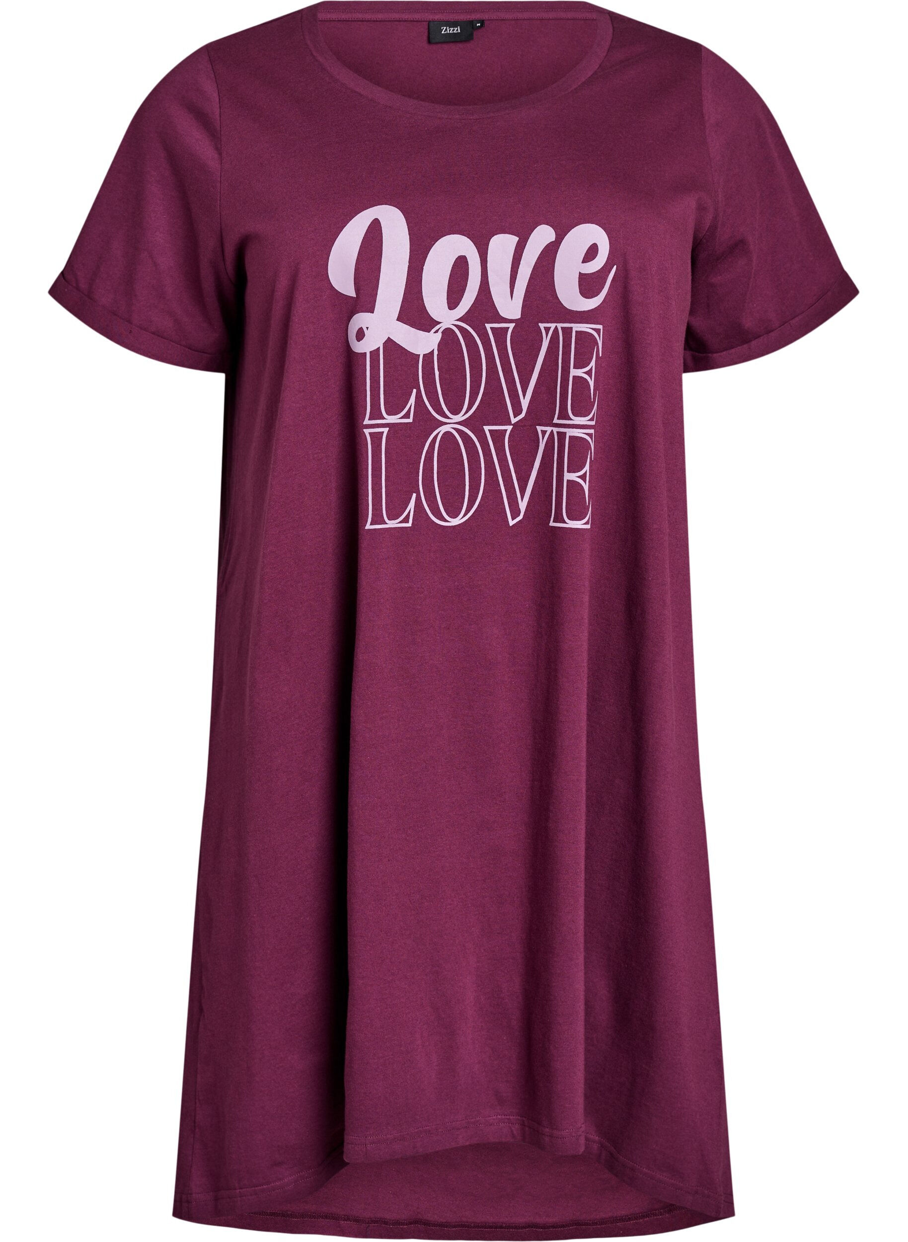 Zizzifashion Short-sleeved nightgown in organic cotton, Dark Bordeaux, Packshot image number 0