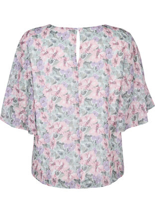 Blouse with floral print and slit on sleeve, Flower AOP, Packshot image number 1