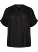 Viscose shirt with short sleeves and ruched detail, Black, Packshot image number 0