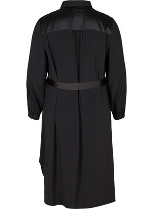 Shirt dress with tie-string and buttons, Black, Packshot image number 1