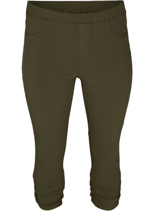 Plain-coloured capri jeans in viscose blend, Olive Night, Packshot image number 0