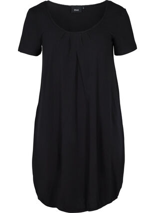 Short-sleeved dress in cotton, Black, Packshot image number 0