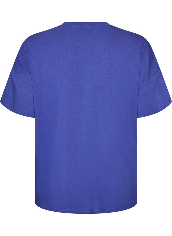 Organic cotton T-shirt with a small front motif, Blue, Packshot image number 1