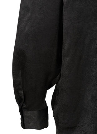 Textured shirt with long puff sleeves, Black, Packshot image number 3