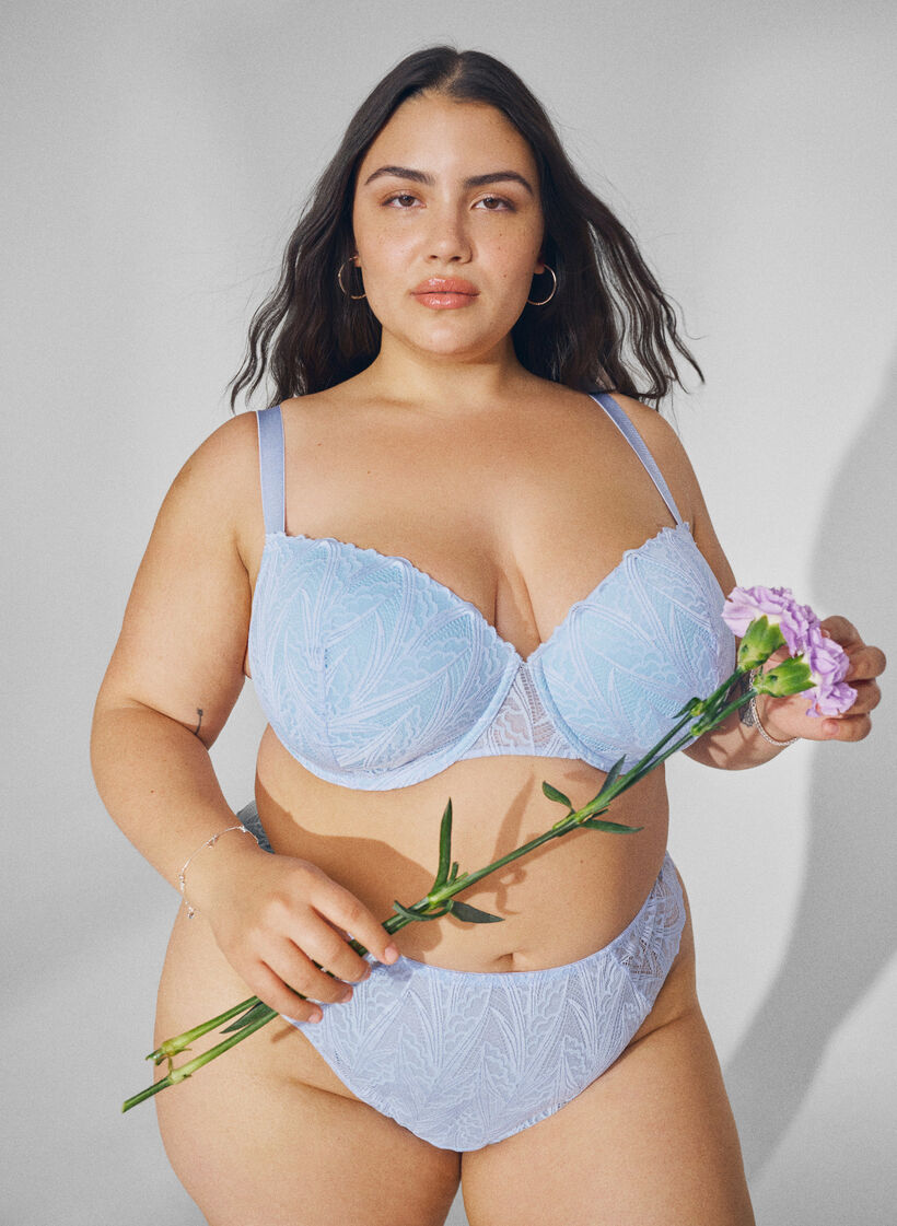 G-string briefs with lace and a regular waist, Blue, Image image number 0