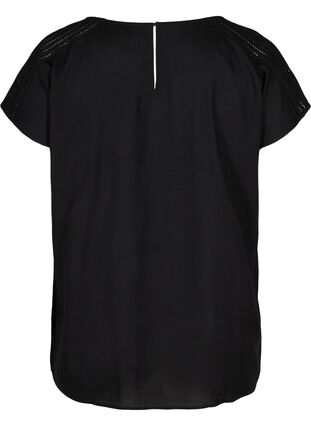Short-sleeved blouse in viscose, Black, Packshot image number 1