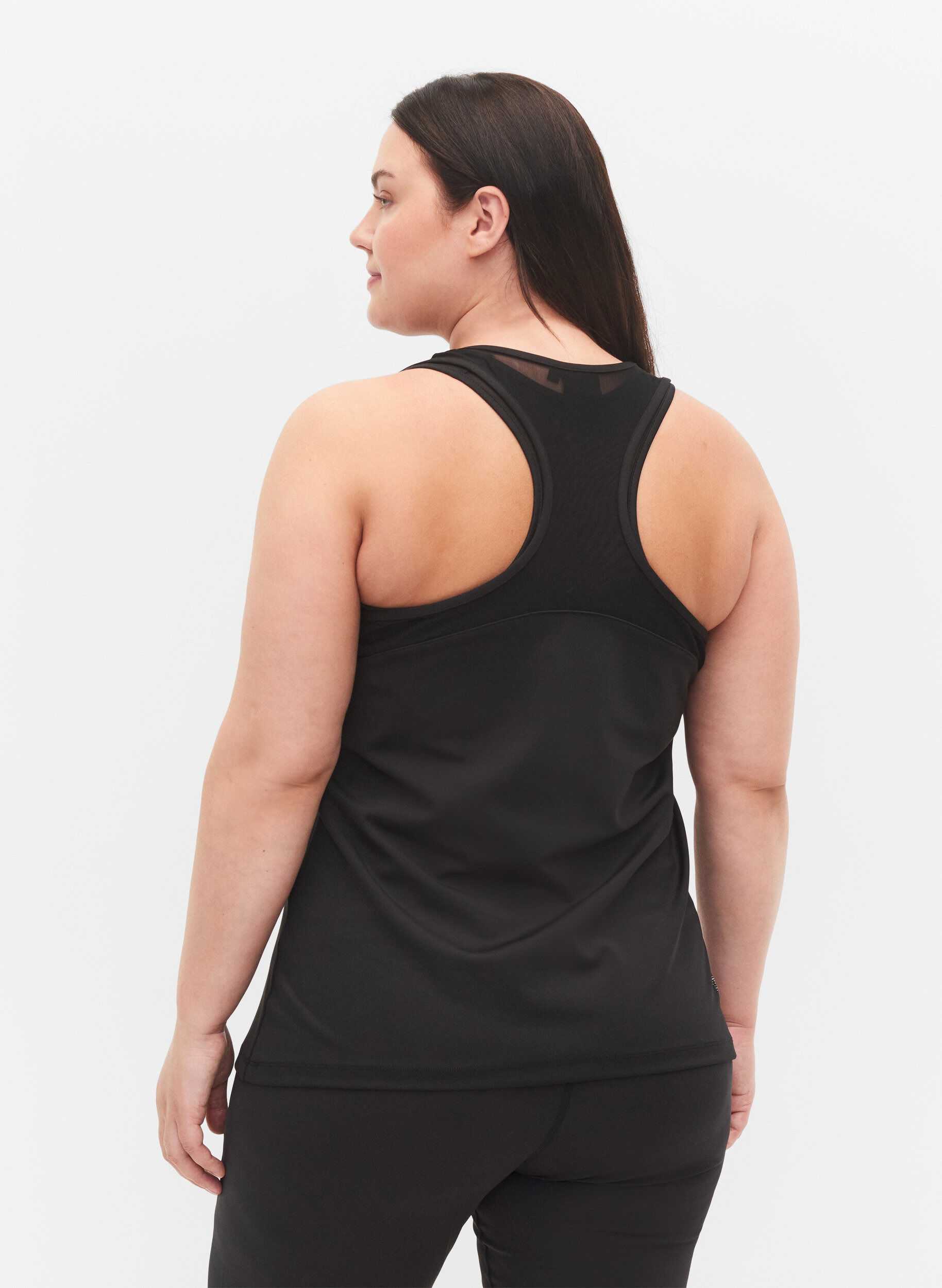 Zizzifashion Mesh workout top with racer back, Black, Model image number 1