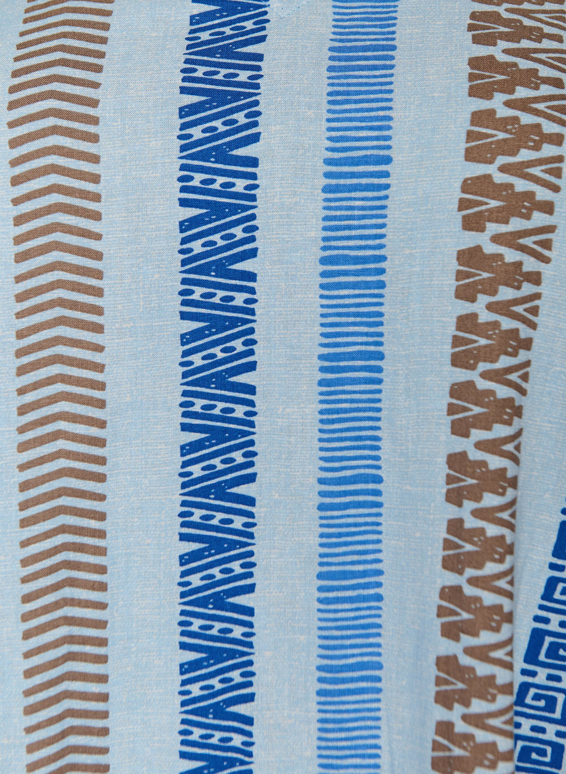 Zizzifashion Short dress in linen and viscose with 3/4 sleeves, Blue, Packshot image number 2