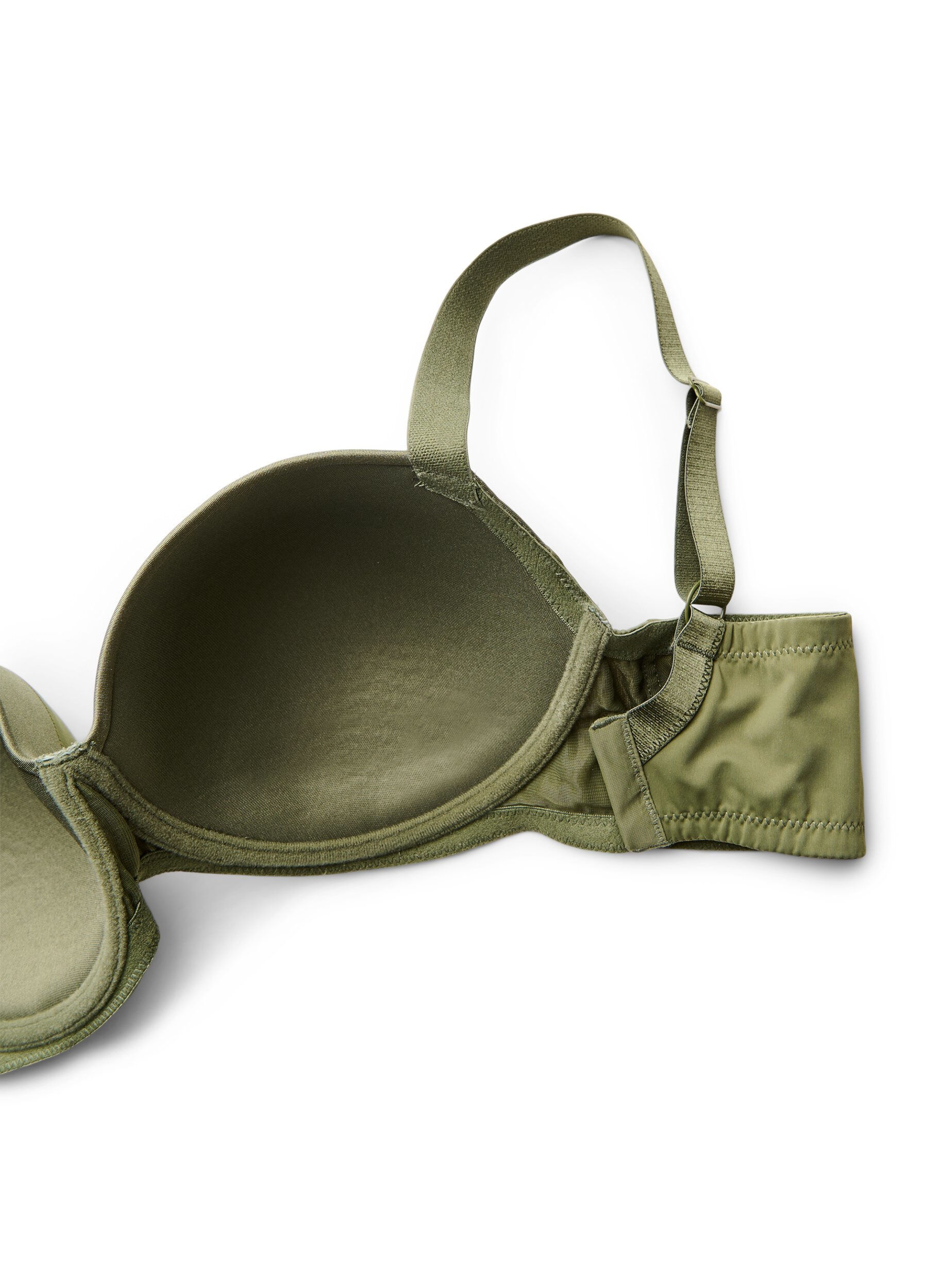 Zizzifashion Moulded bra in microfiber with satin detail, Green, Packshot image number 3