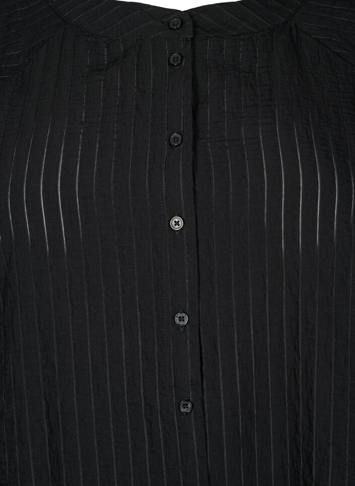 Long viscose shirt with striped pattern, Black, Packshot image number 2