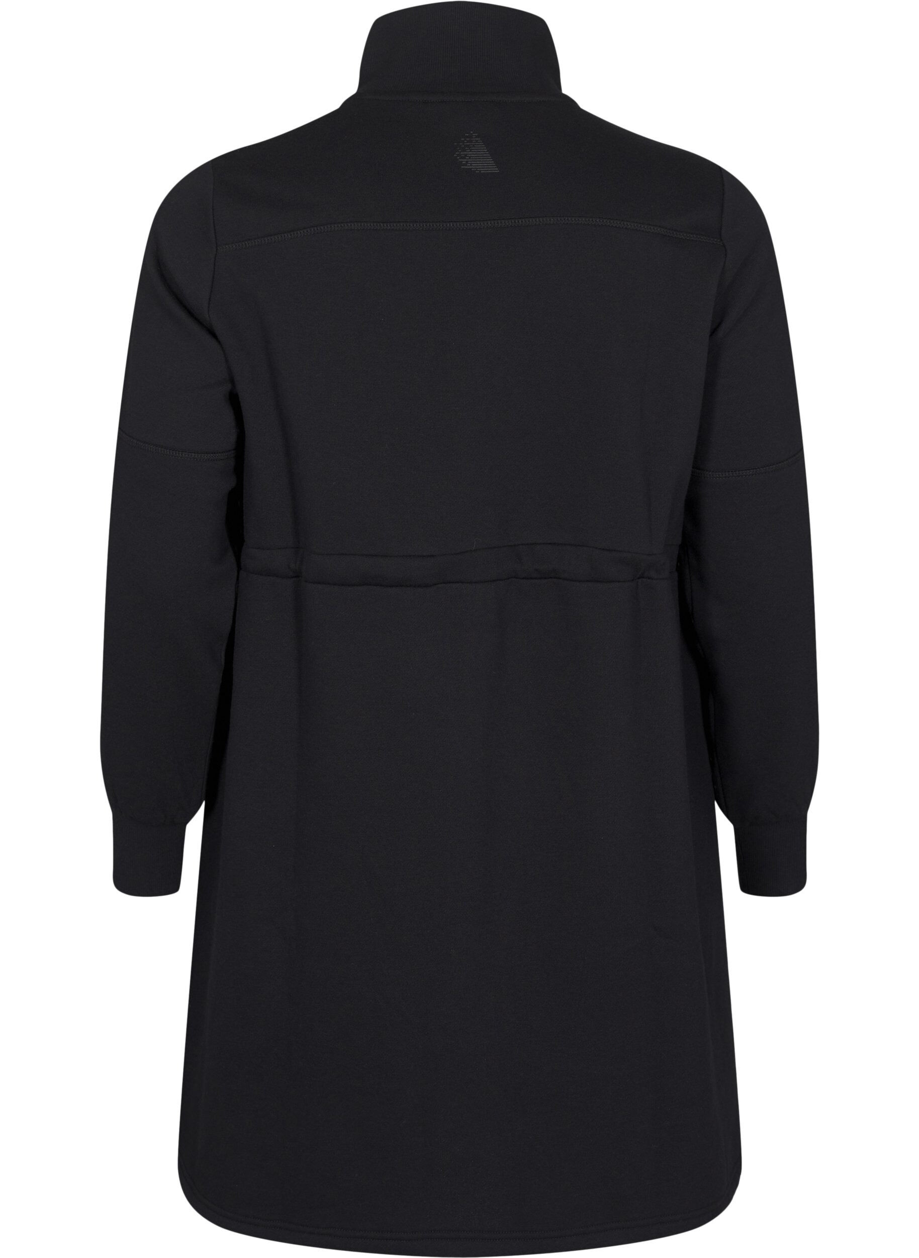 Zizzifashion Short sweatshirt dress with a high neck and adjustable waist, Black, Packshot image number 1